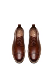 Clarks Brown Standard Fit (G) Leather Aldwin Limit Shoes - Image 6 of 8