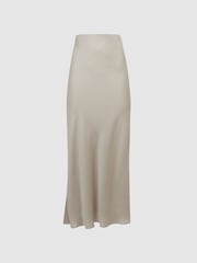 Reiss Silver Avril Metallic Fitted High Rise Midi Skirt - Image 2 of 4
