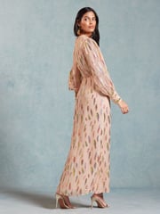Love & Roses Pink Metallic Long Sleeve Round Neck Midi Dress - Image 3 of 4
