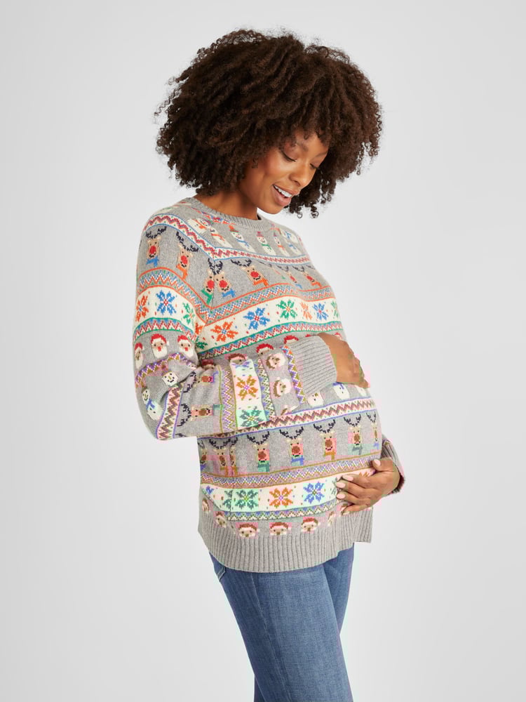 JoJo Maman Bébé Weihnachtlicher Pullover mit Norwegermuster - Bild 1 von 5