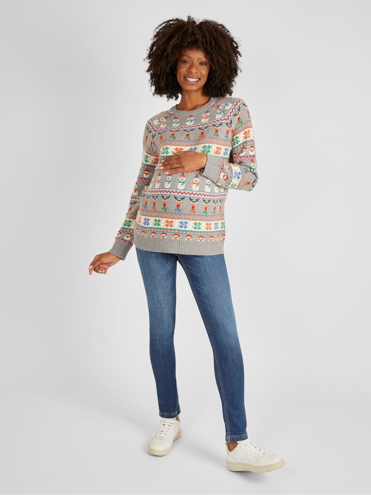 JoJo Maman Bébé Weihnachtlicher Pullover mit Norwegermuster - Bild 2 von 5