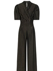 Hot Squash Gold Stripe Wide Leg Black Jumpsuit - Image 5 of 5