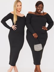 In The Style Black Jac Jossa Ribbed Knot Detail Bardot Knitted Jumper Dress - Image 4 of 5
