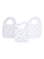 aden + anais Blue Cotton Muslin Oceanic Snap Bibs 3 Pack - Image 1 of 2