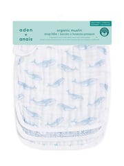 aden + anais Blue Cotton Muslin Oceanic Snap Bibs 3 Pack - Image 2 of 2