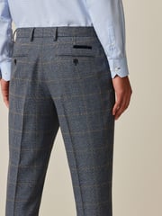 Blue Slim Fit Trimmed Check Suit Trousers - Image 2 of 7