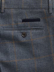 Blue Slim Fit Trimmed Check Suit Trousers - Image 6 of 7