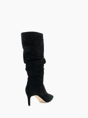 Dune London Black Slouch Ruched Suede Heeled Boots - Image 4 of 5