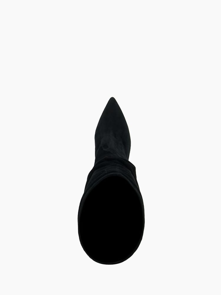Dune London Black Slouch Ruched Suede Heeled Boots - Image 5 of 5