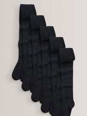 Black 5 Pack Cotton Rich School Tights - Image 1 of 4