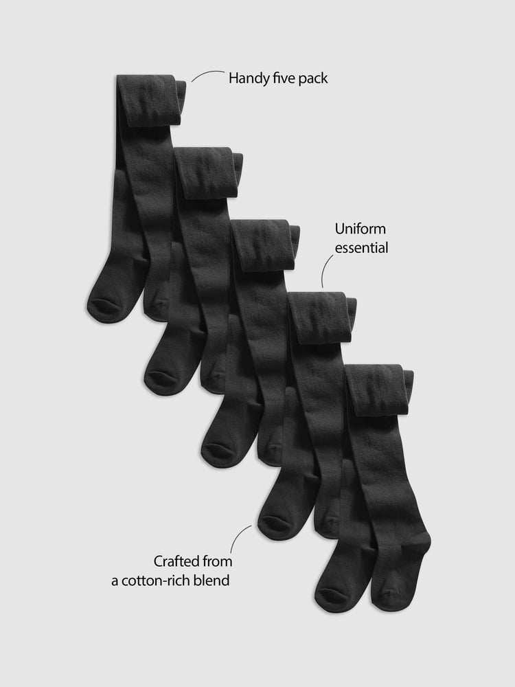 Black 5 Pack Cotton Rich School Tights - Image 4 of 4 Black 5 Pack Cotton Rich School Tights - Image 4 of 4