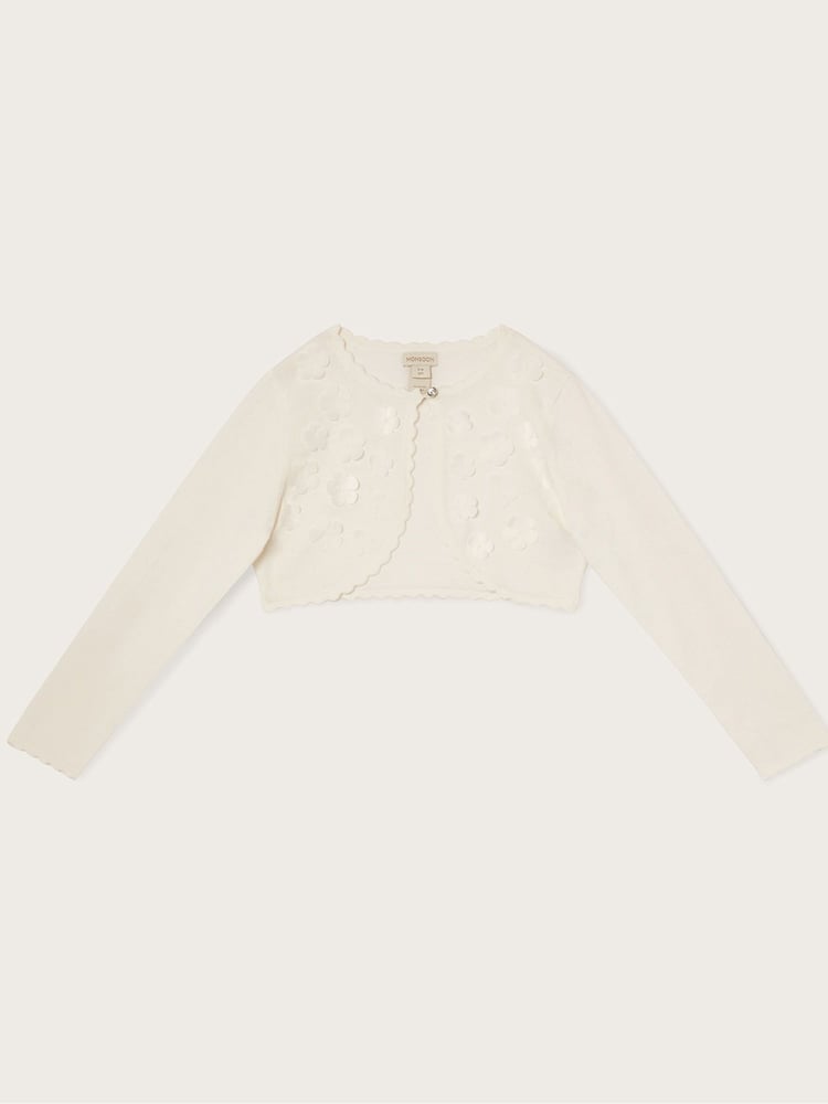 Monsoon Natural 100% Cotton 3D Petal Cardigan - Image 1 of 3