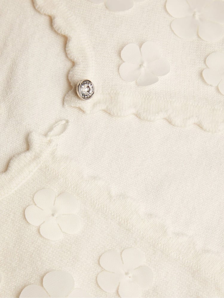 Monsoon Natural 100% Cotton 3D Petal Cardigan - Image 3 of 3