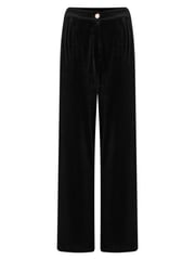 Pour Moi Black Harriet Stretch Velvet Wide Leg Trousers - Image 3 of 4