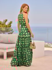 Friends Like These Green Petite Halter Neck Ruffled Maxi Dress - Image 2 of 4