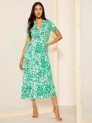 Friends Like These Green Jersey Short Sleeve Shirt Midi Dress - Image 1 of 4