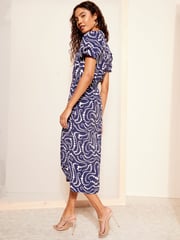 Friends Like These Blue Collar Shirred Waist Midi Dress - Image 4 of 4