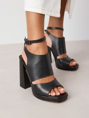 Black Signature Leather Platform Shoe Boots - Image 3 of 9