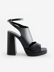 Black Signature Leather Platform Shoe Boots - Image 6 of 9