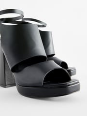 Black Signature Leather Platform Shoe Boots - Image 8 of 9