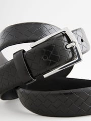 Black Faux Leather Weave Belt - Image 3 of 4