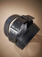 Black Signature Central Stitch Leather Belt - Image 2 of 4