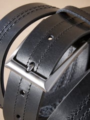 Black Signature Central Stitch Leather Belt - Image 3 of 4