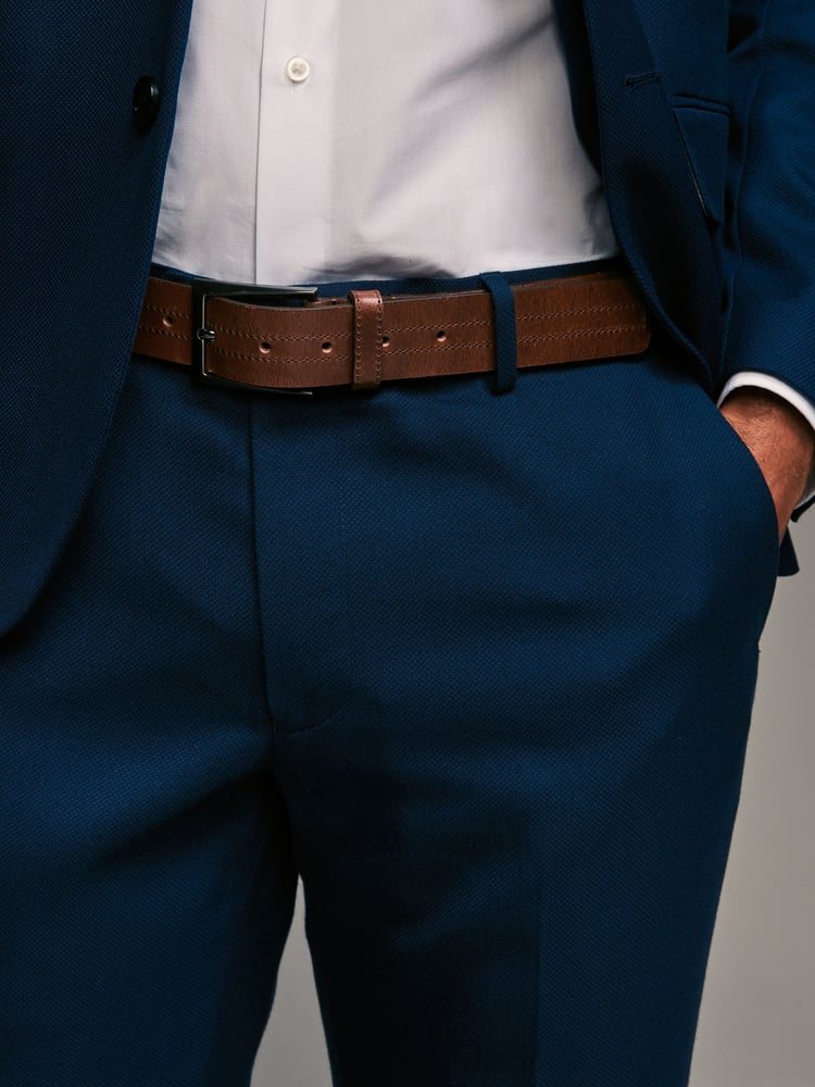 Brown Signature Central Stitch Leather Belt - Image 1 of 4