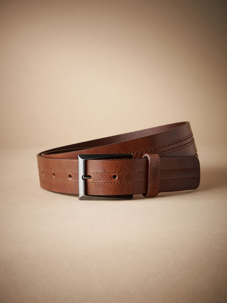 Brown Signature Central Stitch Leather Belt - Image 2 of 4