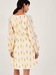 Monsoon Natural 100% Cotton Aztec Style Print and Embroidered Short Dress - Image 2 of 5