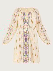 Monsoon Natural 100% Cotton Aztec Style Print and Embroidered Short Dress - Image 5 of 5