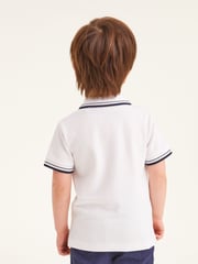 White Tipped 100% Cotton Short Sleeve Polo Shirt (3mths-7yrs) - Image 2 of 5