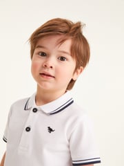 White Tipped 100% Cotton Short Sleeve Polo Shirt (3mths-7yrs) - Image 3 of 5