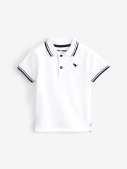 White Tipped 100% Cotton Short Sleeve Polo Shirt (3mths-7yrs) - Image 4 of 5