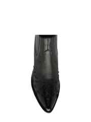 Ravel Black Leather Block Heel Western Ankle Boots - Image 1 of 4