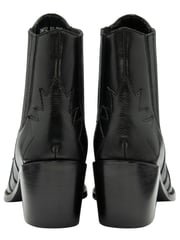 Ravel Black Leather Block Heel Western Ankle Boots - Image 3 of 4