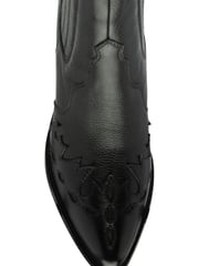 Ravel Black Leather Block Heel Western Ankle Boots - Image 4 of 4