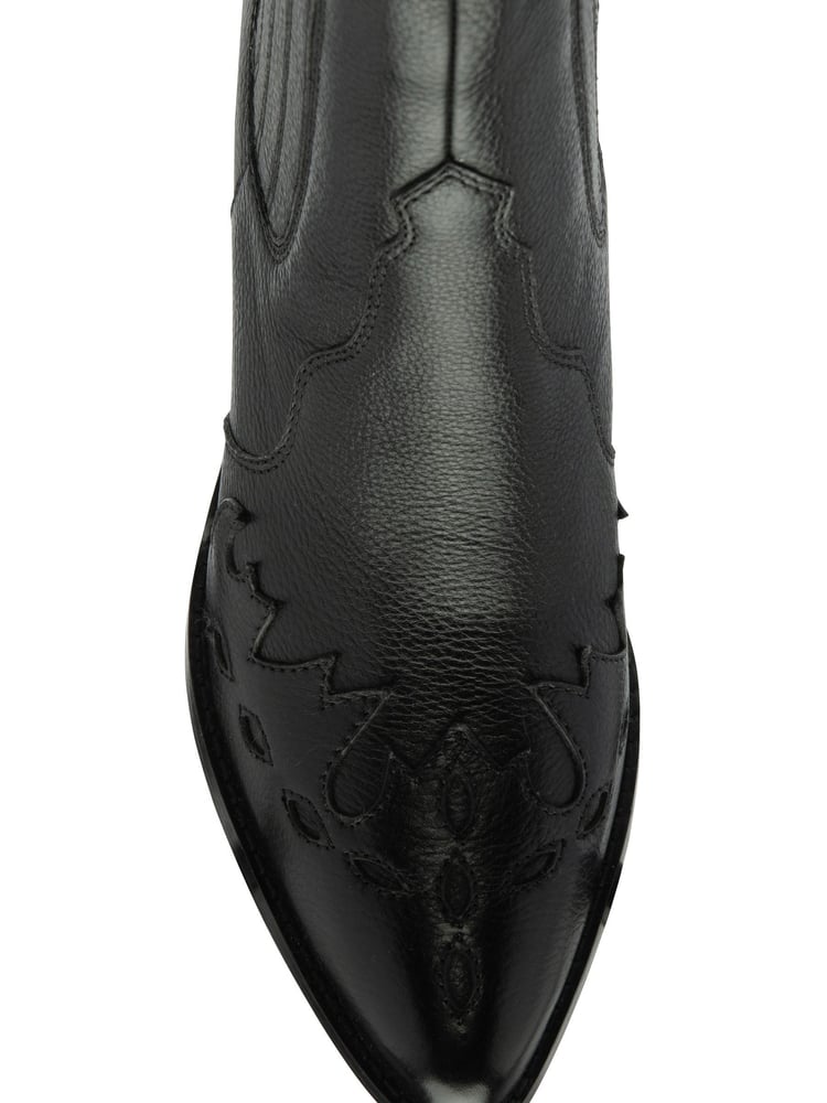 Ravel Black Leather Block Heel Western Ankle Boots - Image 4 of 4 Ravel Black Leather Block Heel Western Ankle Boots - Image 4 of 4