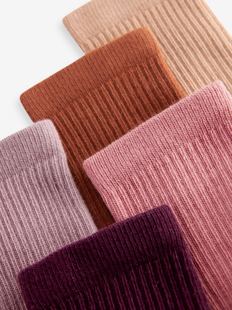 Multi Regular Length Cotton Rich Cushioned Footbed Ribbed Ankle Socks 5 Pack - Image 7 of 7