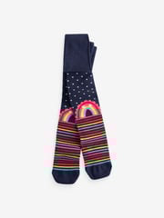 Navy Blue Cotton Rich Rainbow Tights - Image 1 of 2