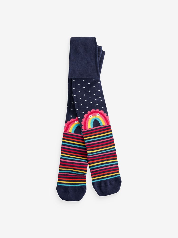 Navy Blue Cotton Rich Rainbow Tights - Image 1 of 2