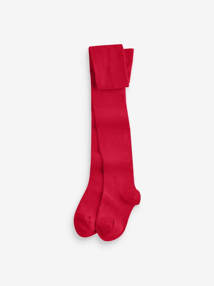 Red Navy Blue and Cream 3 Pack Cotton Rich Tights - Image 2 of 4