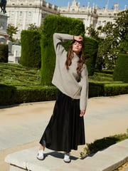 Black Premium High Shine Midi Skirt - Image 2 of 6