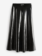 Black Premium High Shine Midi Skirt - Image 5 of 6