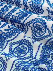 Blue/White Premium Broderie Cut-Out Detail Dress - Image 6 of 6