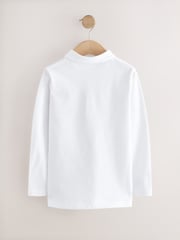 White Long Sleeve School Polo Shirts 2 Pack (3-16yrs) - Image 3 of 6