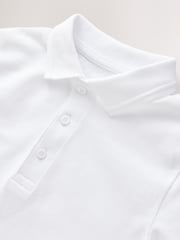 White Long Sleeve School Polo Shirts 2 Pack (3-16yrs) - Image 5 of 6