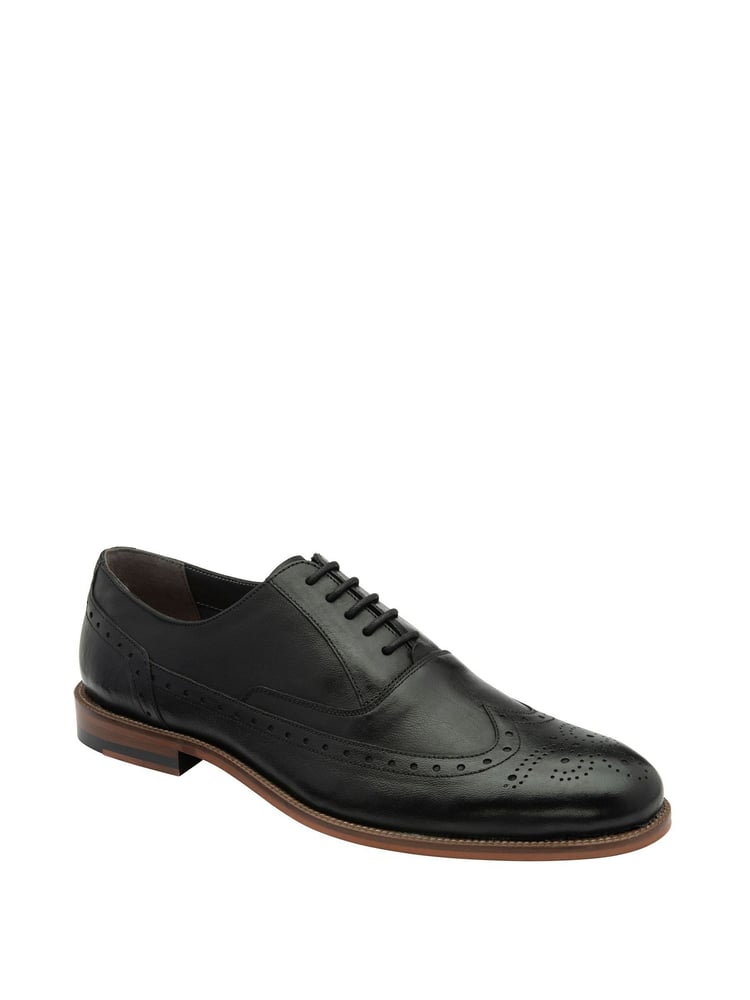 Frank Wright Black Leather Lace Up Brogues - Image 1 of 4