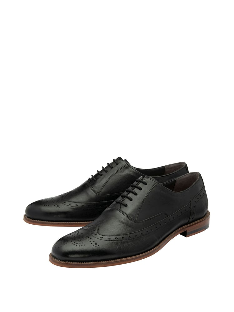 Frank Wright Black Leather Lace Up Brogues - Image 2 of 4