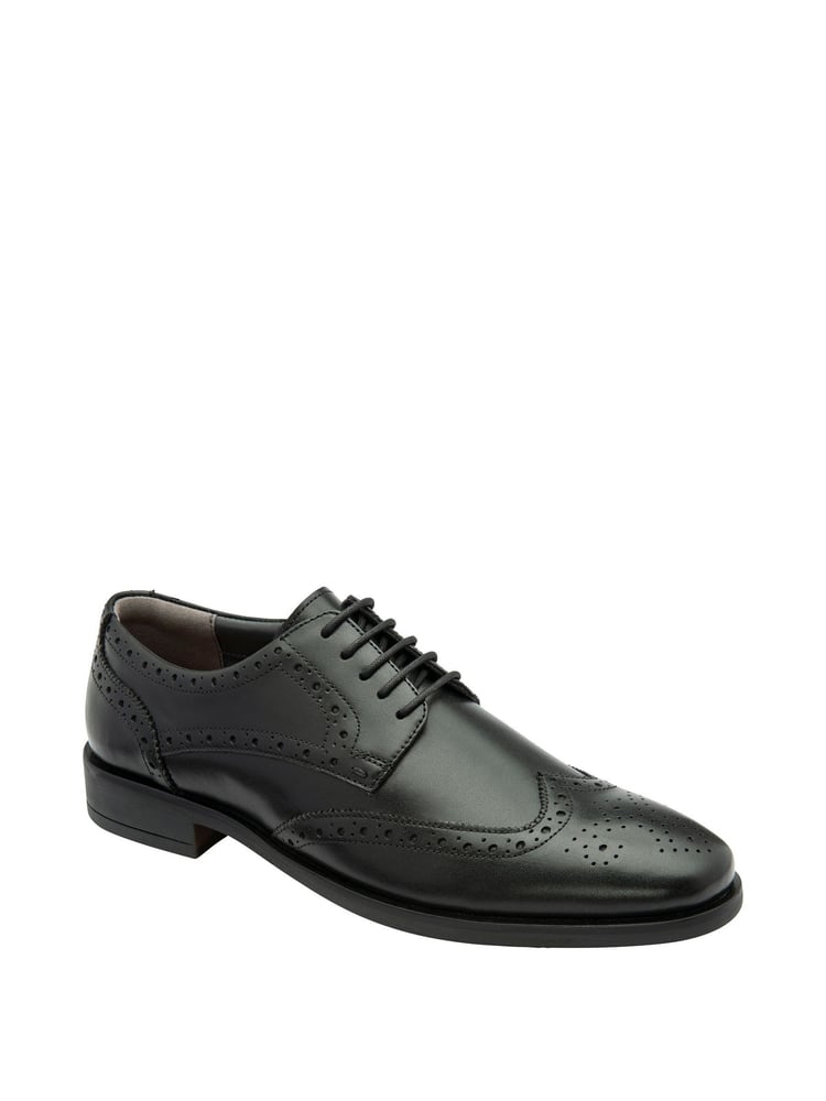 Frank Wright Black Leather Lace Up Brogues - Image 1 of 4